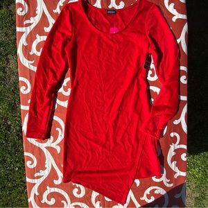 Red Love Culture Dress size Large long sleeve solid crepe bodycon ultra soft